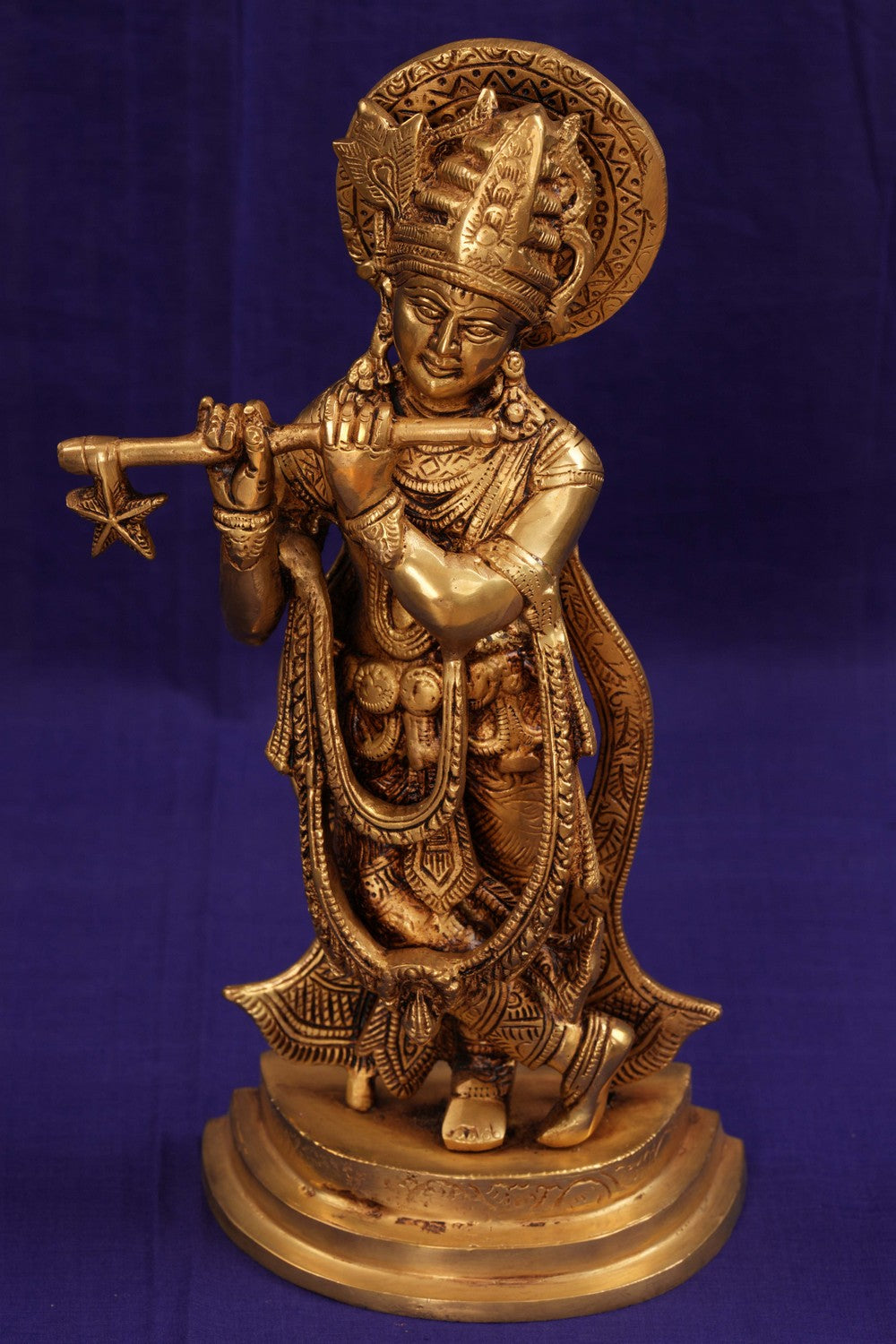 Image of Brass Krishna with flute in his hand