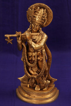 Image of Brass Krishna with flute in his hand