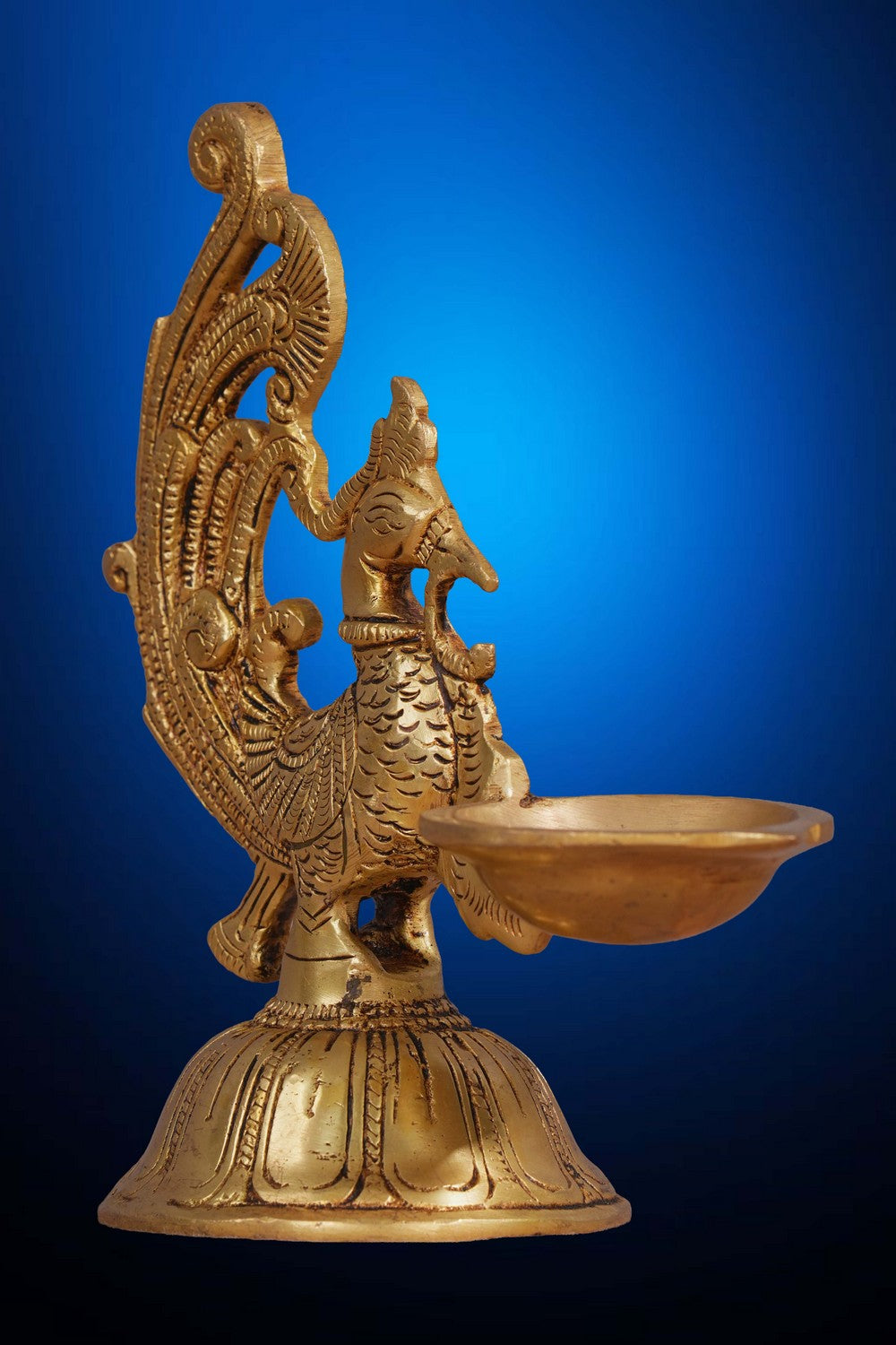 Image of Exquisite Brass Peacock Design Diya