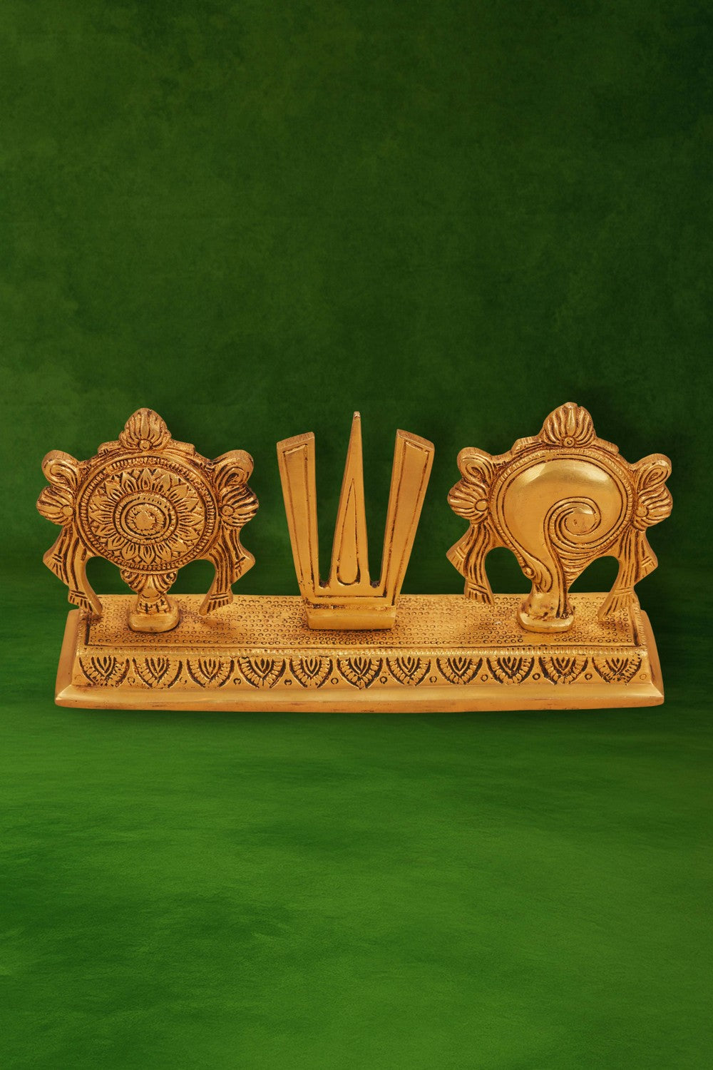 Image of Brass Balaji Shankh Chakra Namam Stand