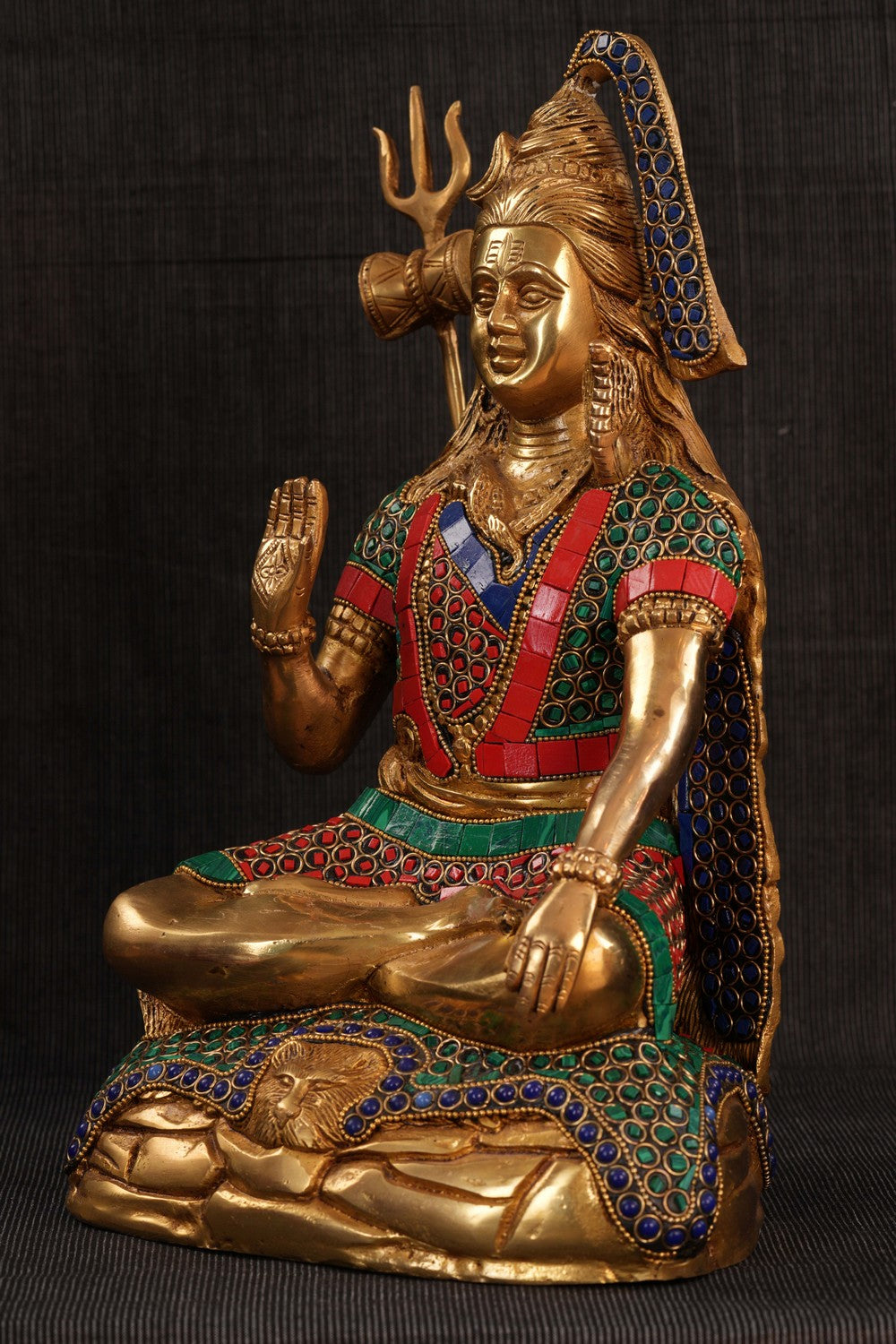 Image of Brass Gem Stone Work Shiva Murti