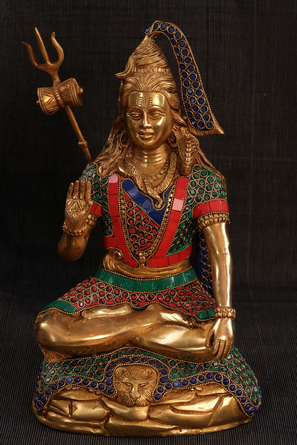 Image of Brass Gem Stone Work Shiva Murti