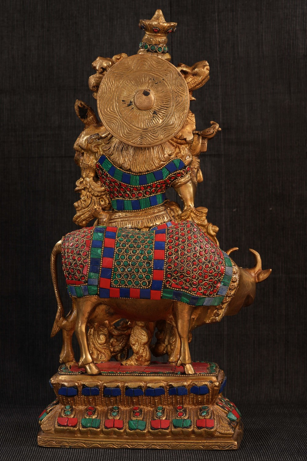 Image of Brass Gem Stone Work Krishna Idol