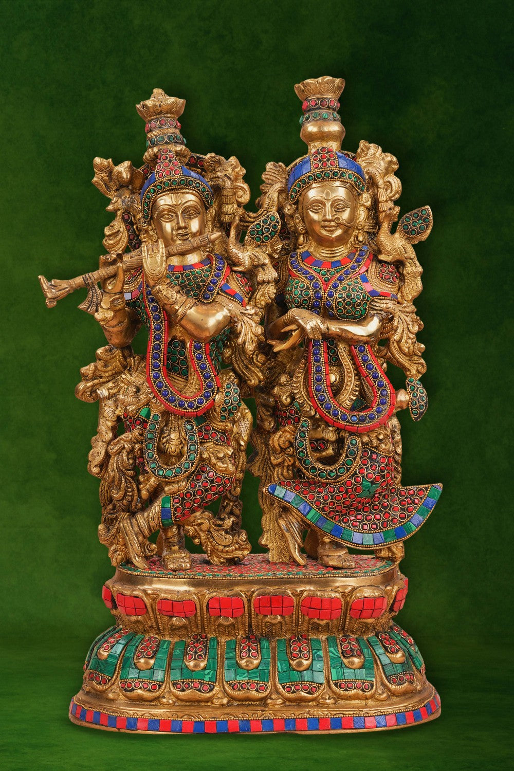Image of A brass Radha Krishna statue