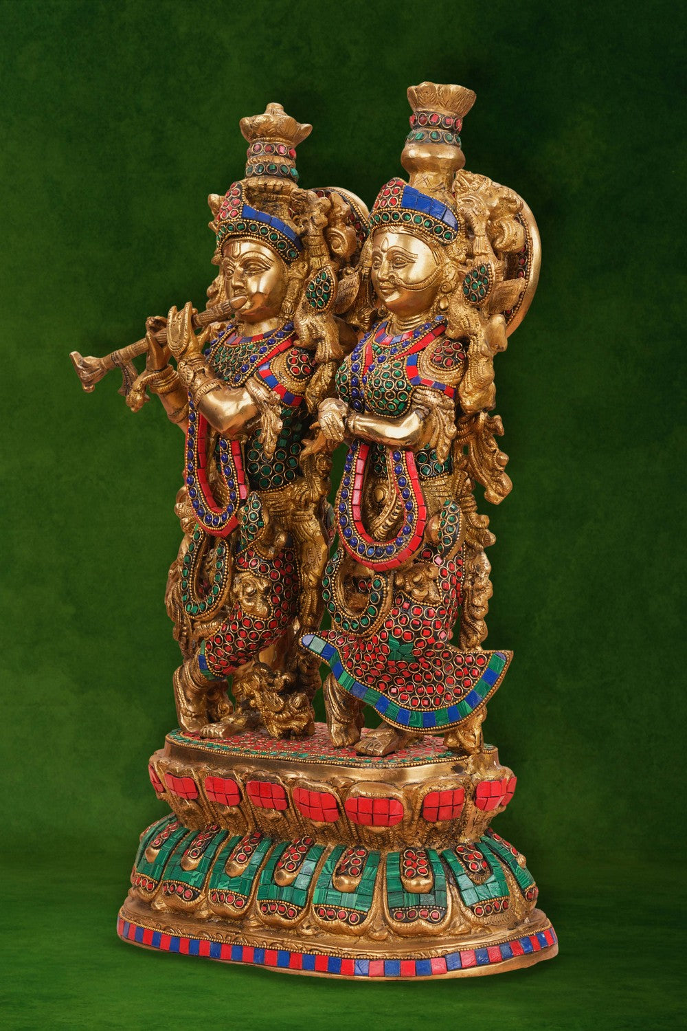 Image of A brass Radha Krishna statue