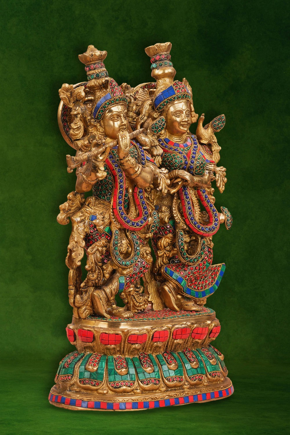 Image of A brass Radha Krishna statue