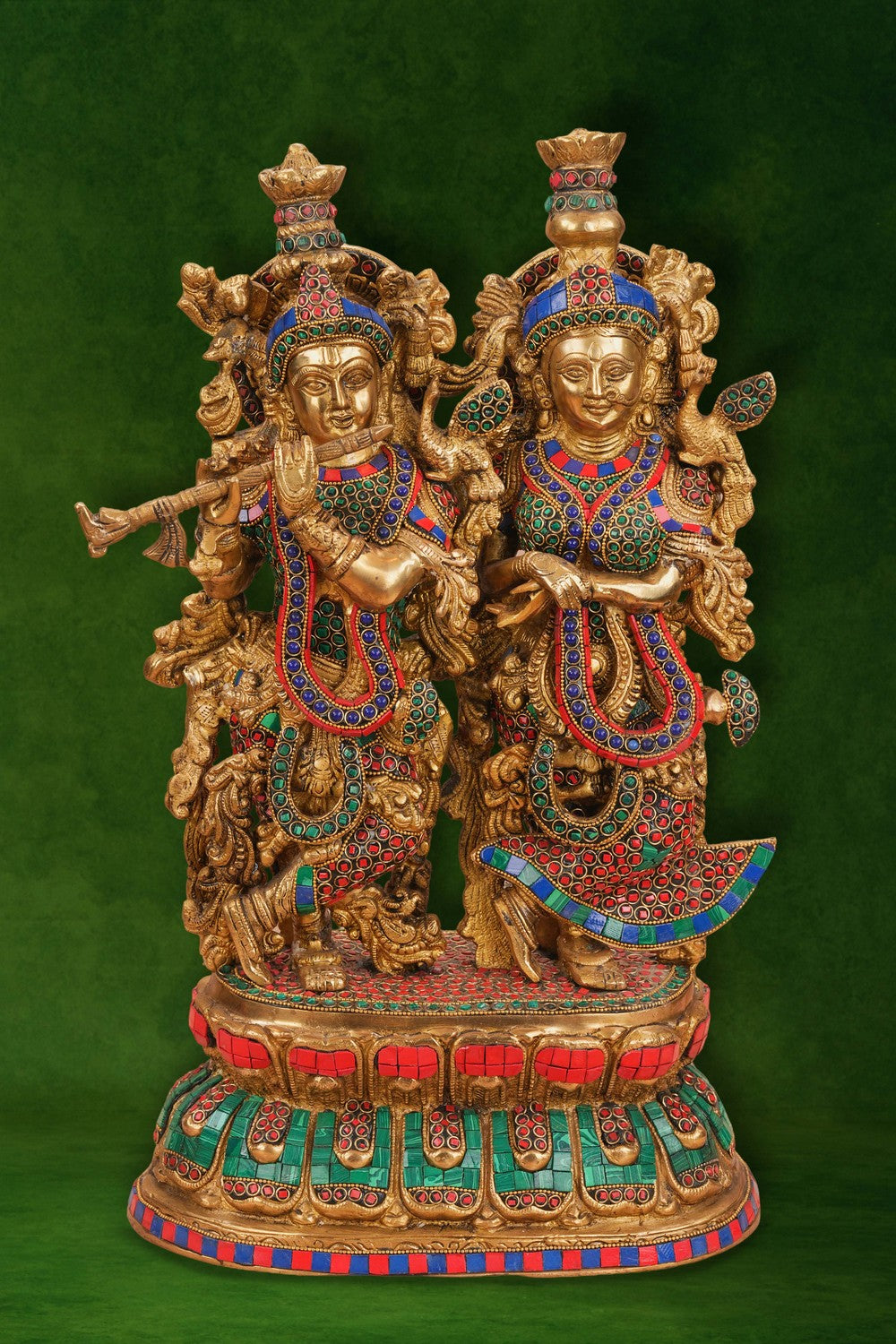 Image of A brass Radha Krishna statue