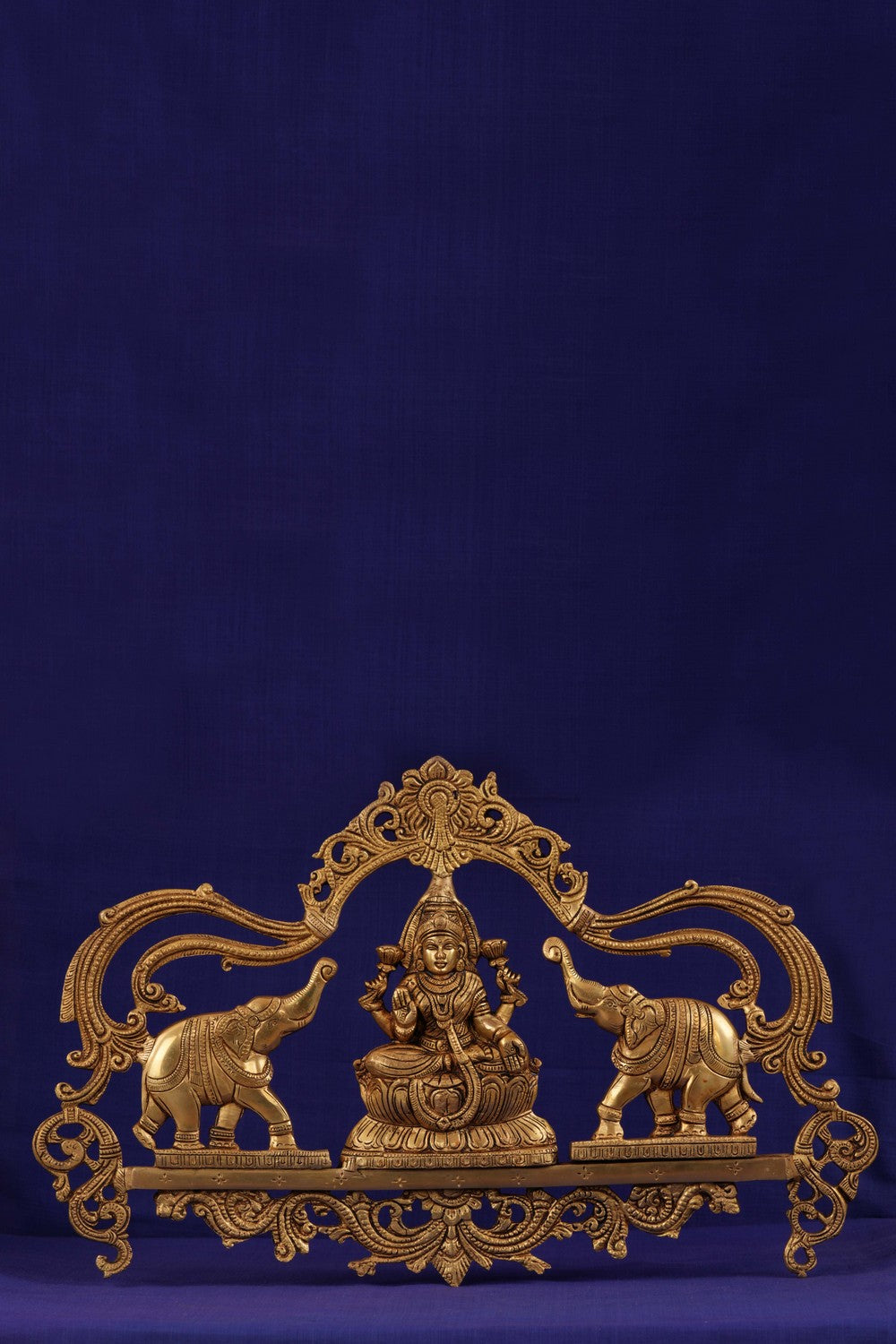 Image of Goddess Lakshmi Carved Brass Wall Hanging