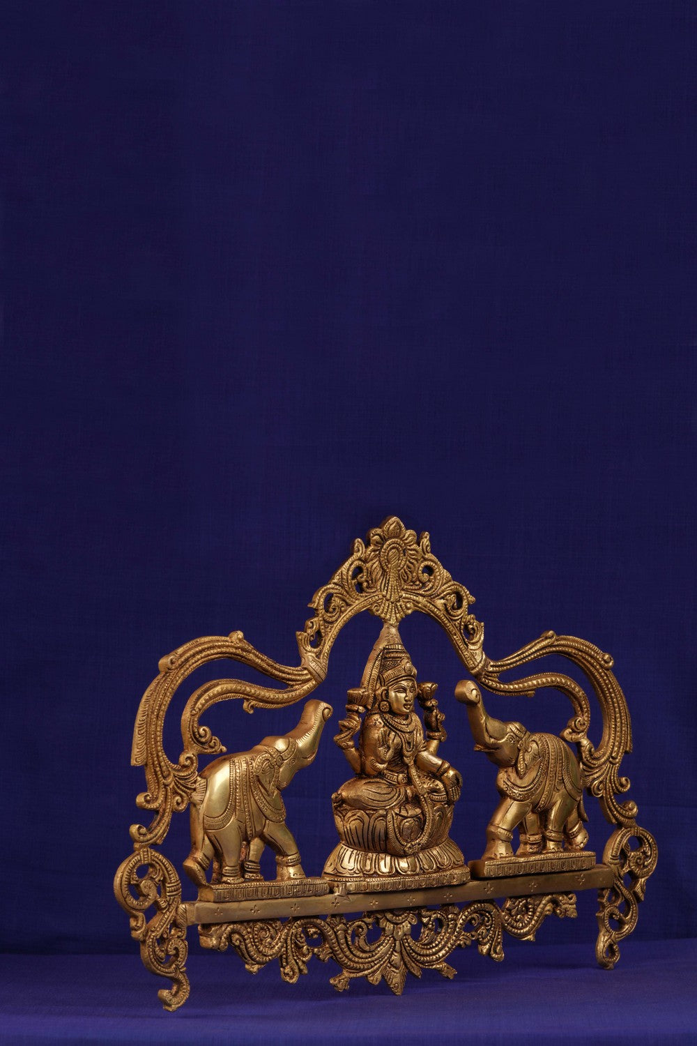 Image of Goddess Lakshmi Carved Brass Wall Hanging