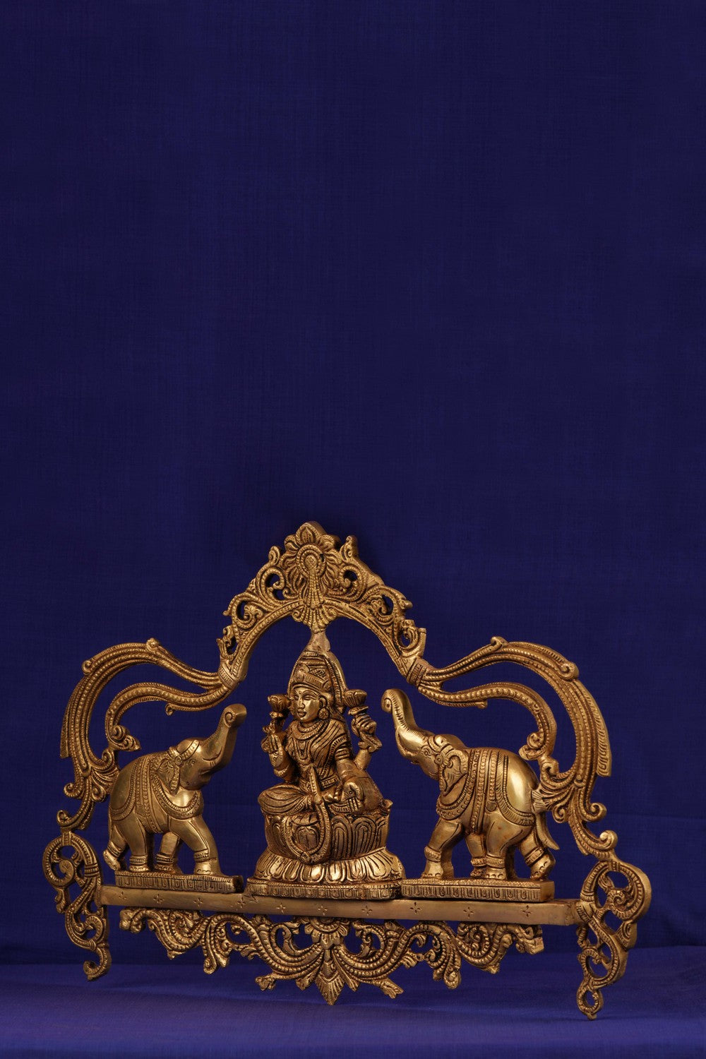 Image of Goddess Lakshmi Carved Brass Wall Hanging