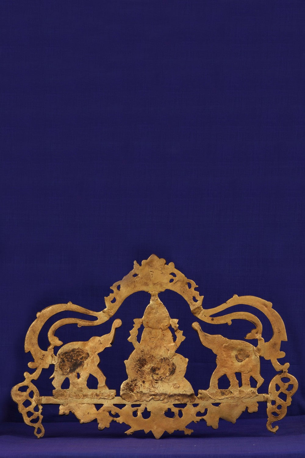 Image of Goddess Lakshmi Carved Brass Wall Hanging