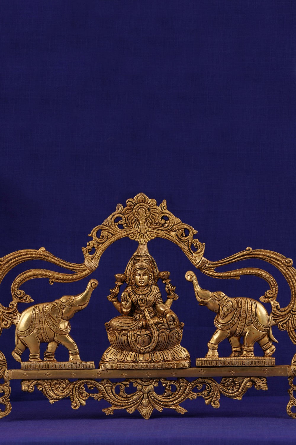 Image of Goddess Lakshmi Carved Brass Wall Hanging