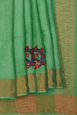 Image of Tussar Silk Green Saree