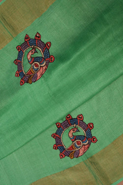 Image of Tussar Silk Green Saree