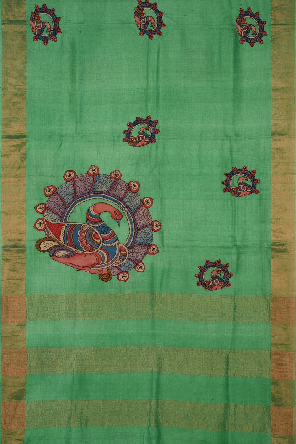 Tussar Silk Green Saree