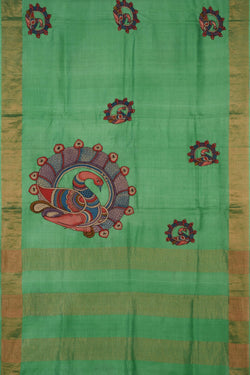 Image of Tussar Silk Green Saree