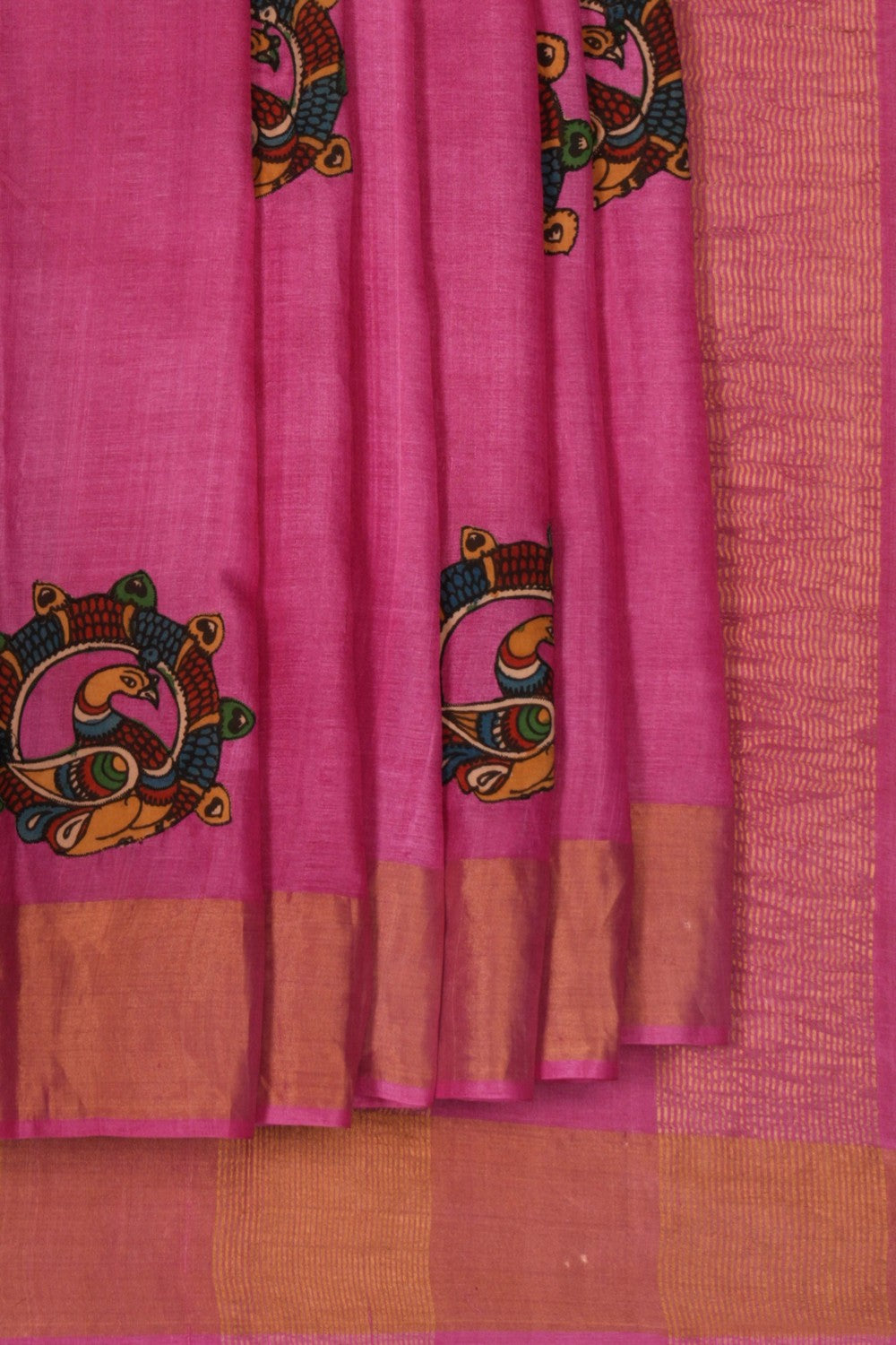 Tussar Silk Pink Saree