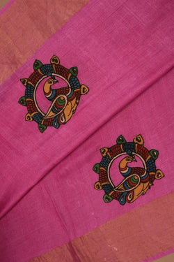 Image of Tussar Silk Pink Saree