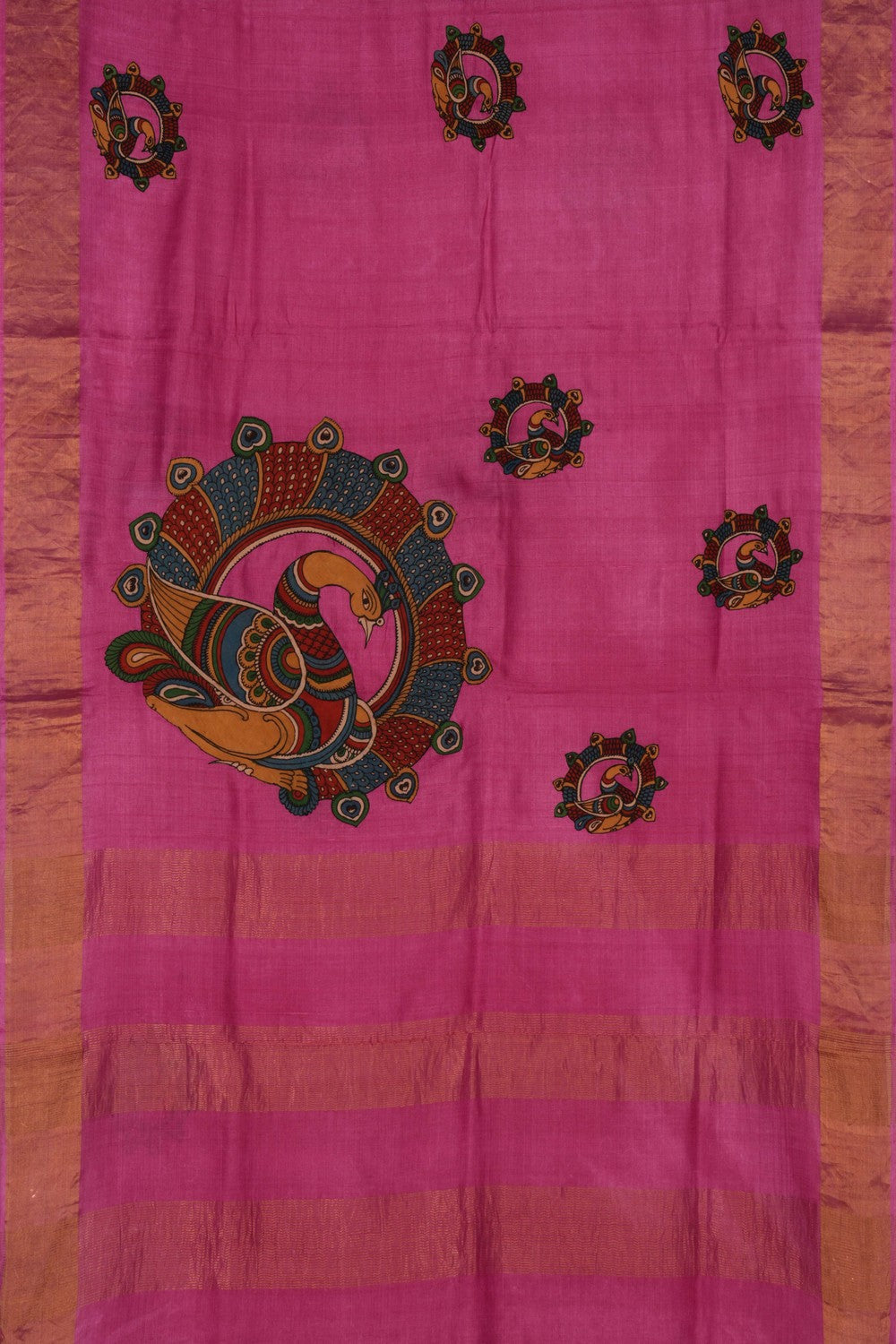 Tussar Silk Pink Saree