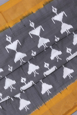 Image of Pochampally Ikat Silk Grey Saree