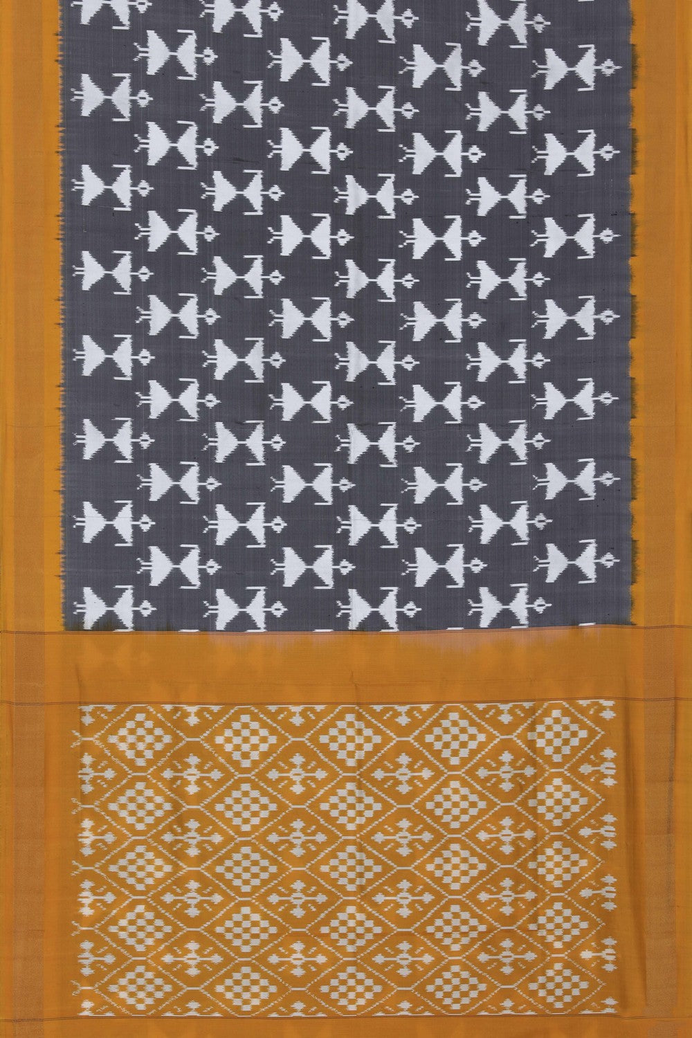 Pochampally Ikat Silk Grey Saree