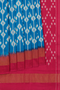 Image of Pochampally Ikat Silk Blue Saree