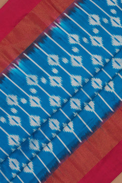 Image of Pochampally Ikat Silk Blue Saree