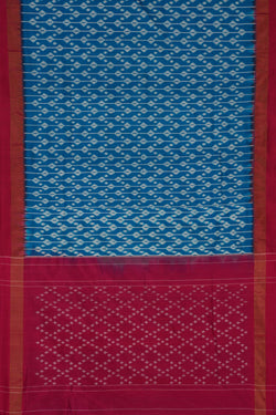 Image of Pochampally Ikat Silk Blue Saree