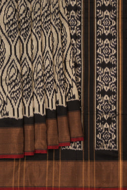 Image of Pochampally Ikat Silk Beige Saree