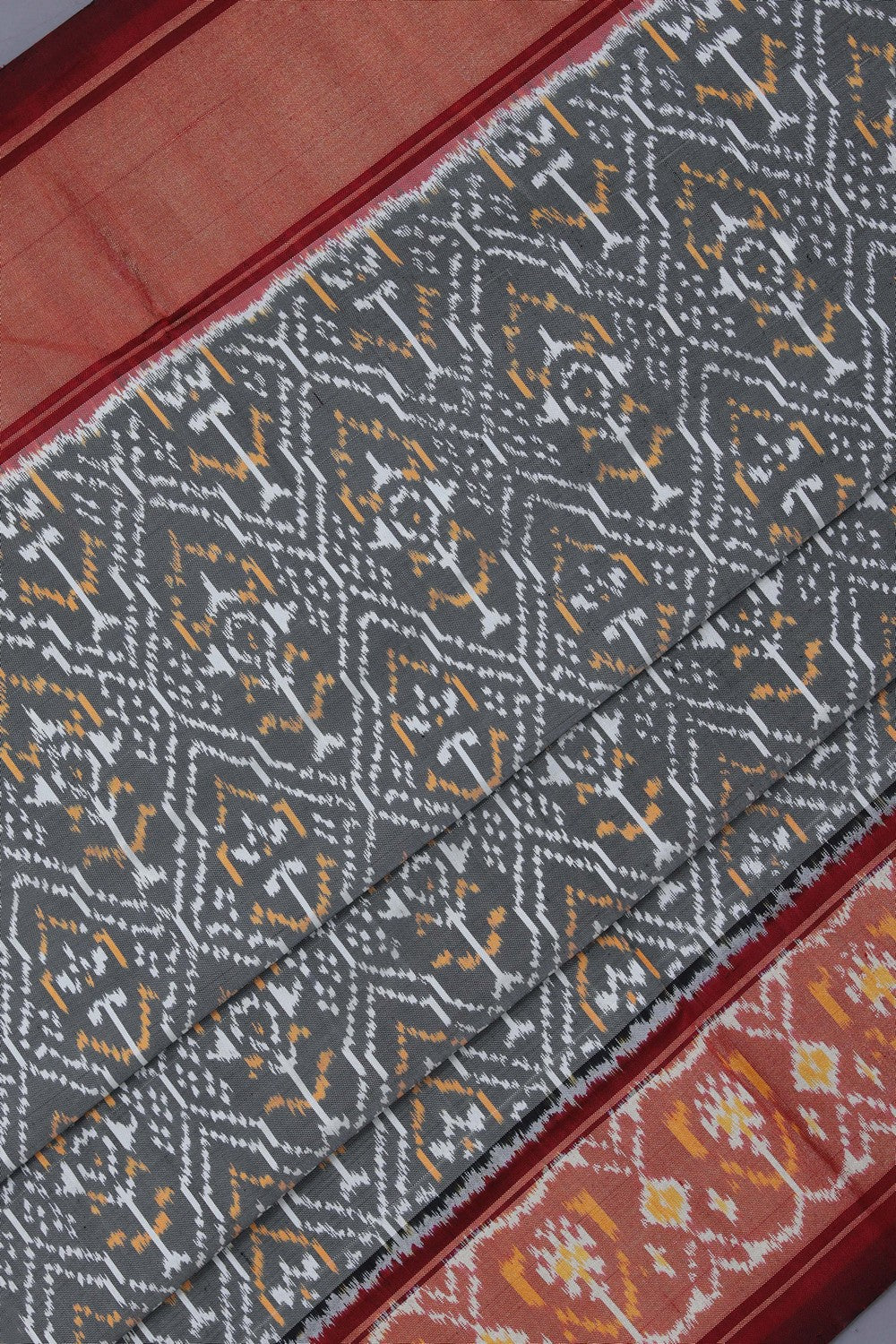 Pochampally Ikat Silk Grey Saree