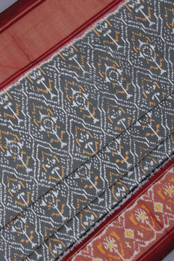 Image of Pochampally Ikat Silk Grey Saree