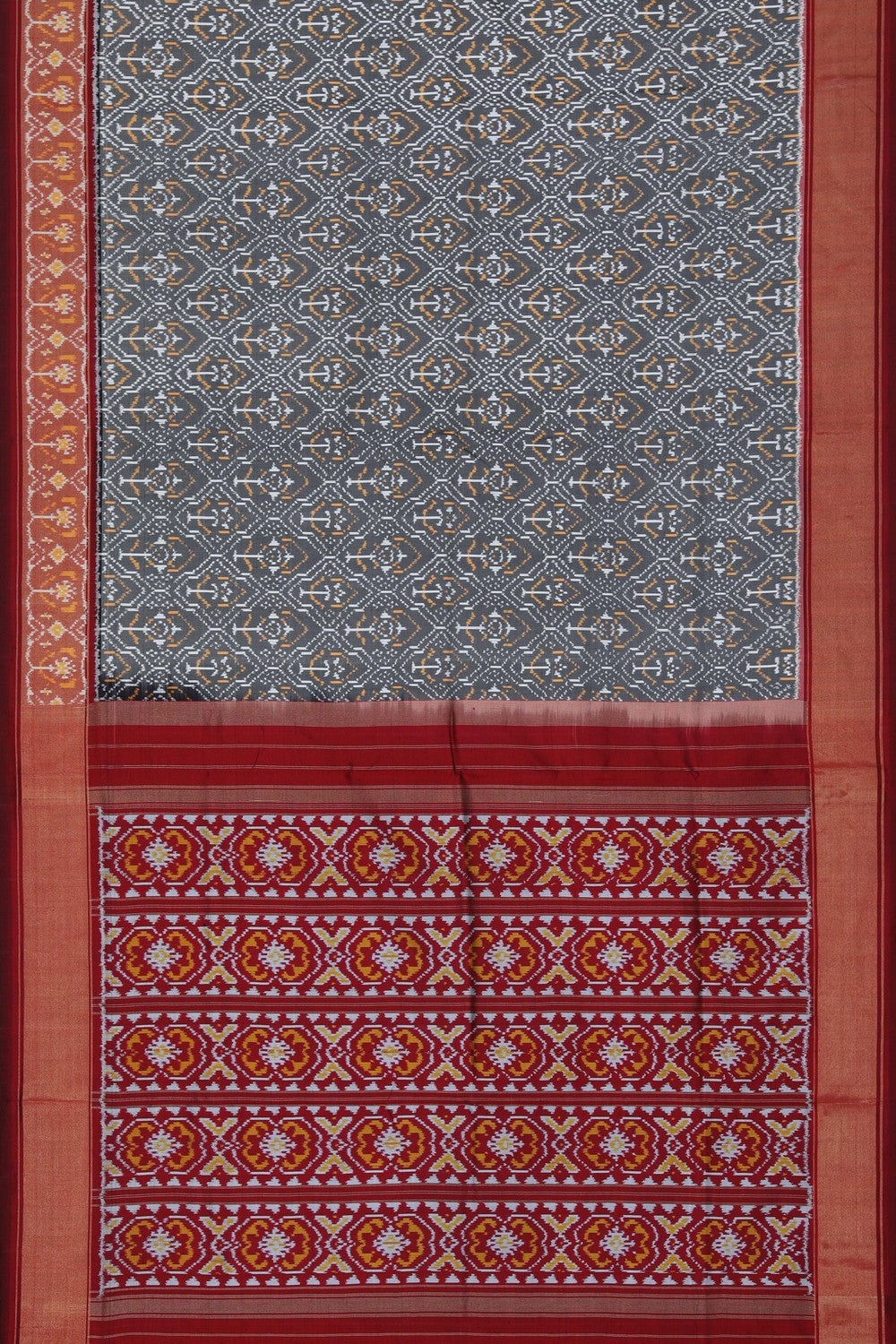 Pochampally Ikat Silk Grey Saree