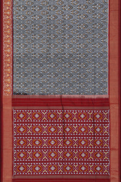 Image of Pochampally Ikat Silk Grey Saree