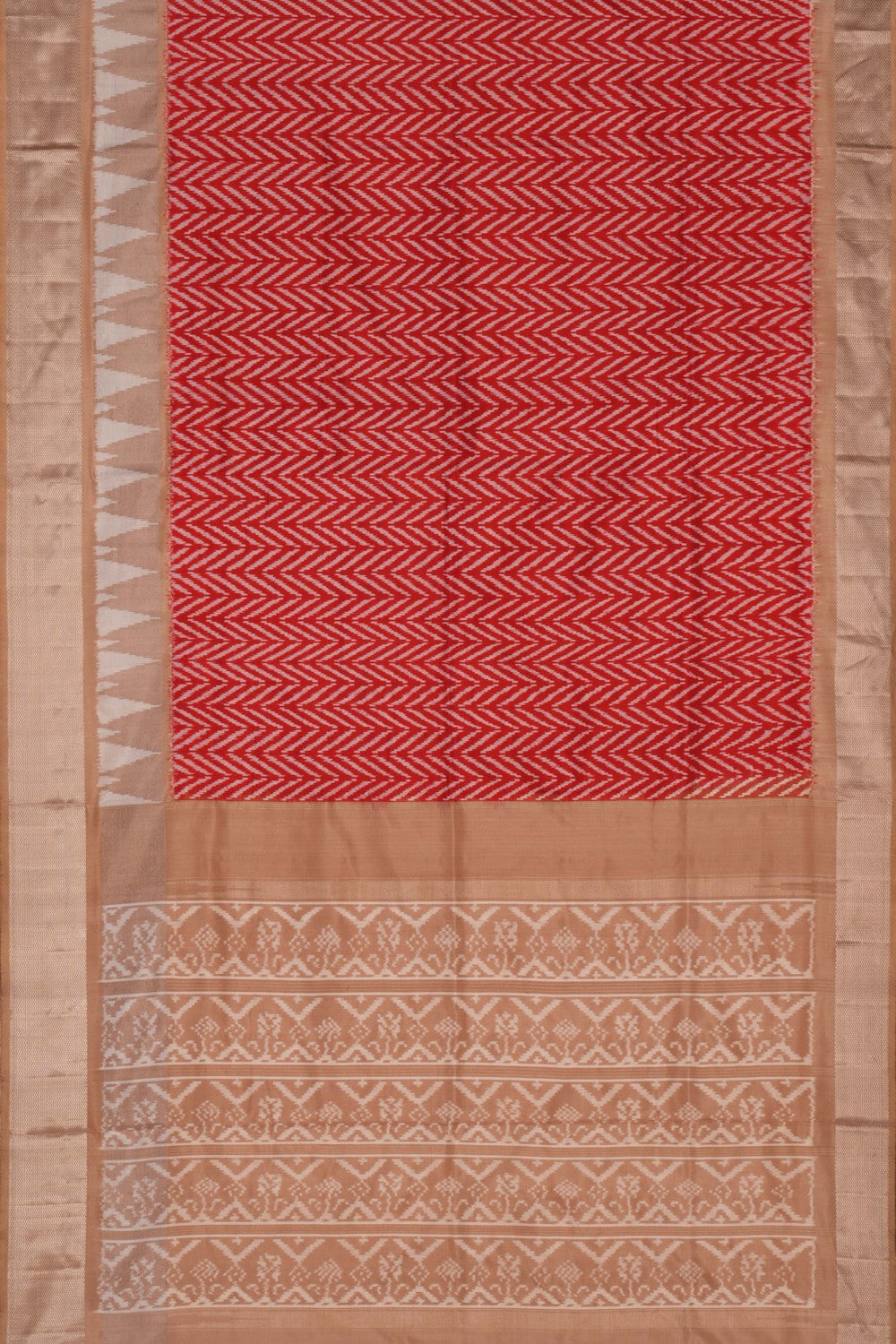 Pochampally Ikat Silk Red Saree