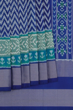 Image of Pochampally Ikat Silk Navy Blue Saree