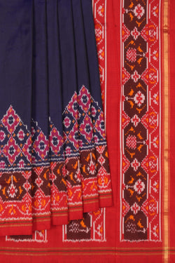 Image of Pochampally Ikat Silk Navy Blue Saree