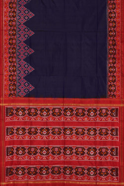 Image of Pochampally Ikat Silk Navy Blue Saree