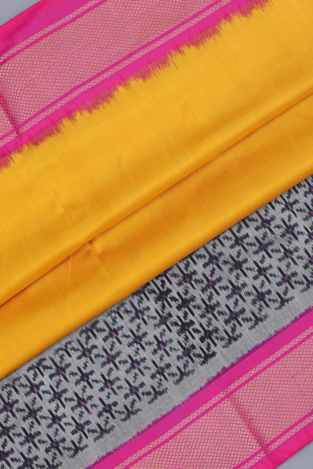 Pochampally Ikat Silk Mustard Saree