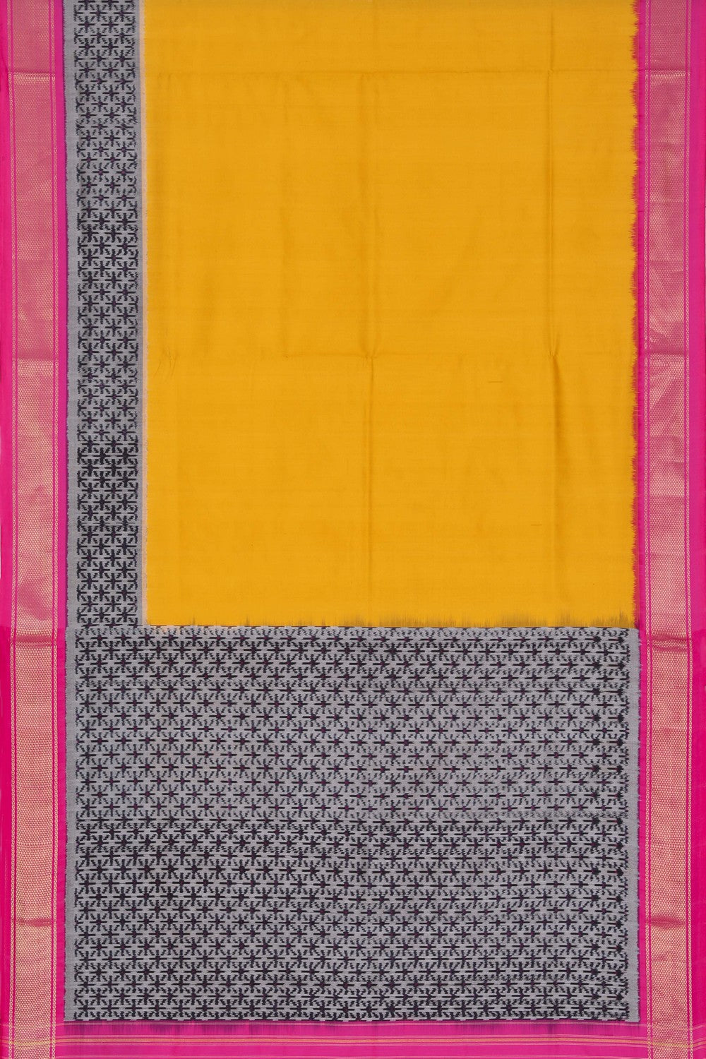 Pochampally Ikat Silk Mustard Saree