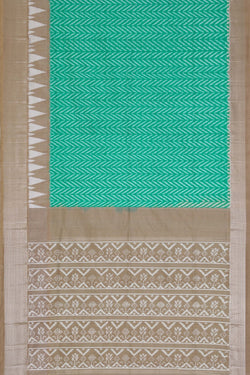 Image of Pochampally Ikat Silk Sea Green Saree