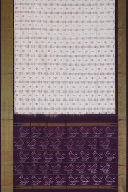 Image of Pochampally Ikat Silk White Saree