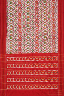 Image of Pochampally Ikat Twill Silk White Saree