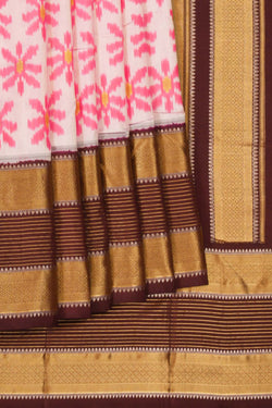 Image of Pochampally Ikat Silk White Saree