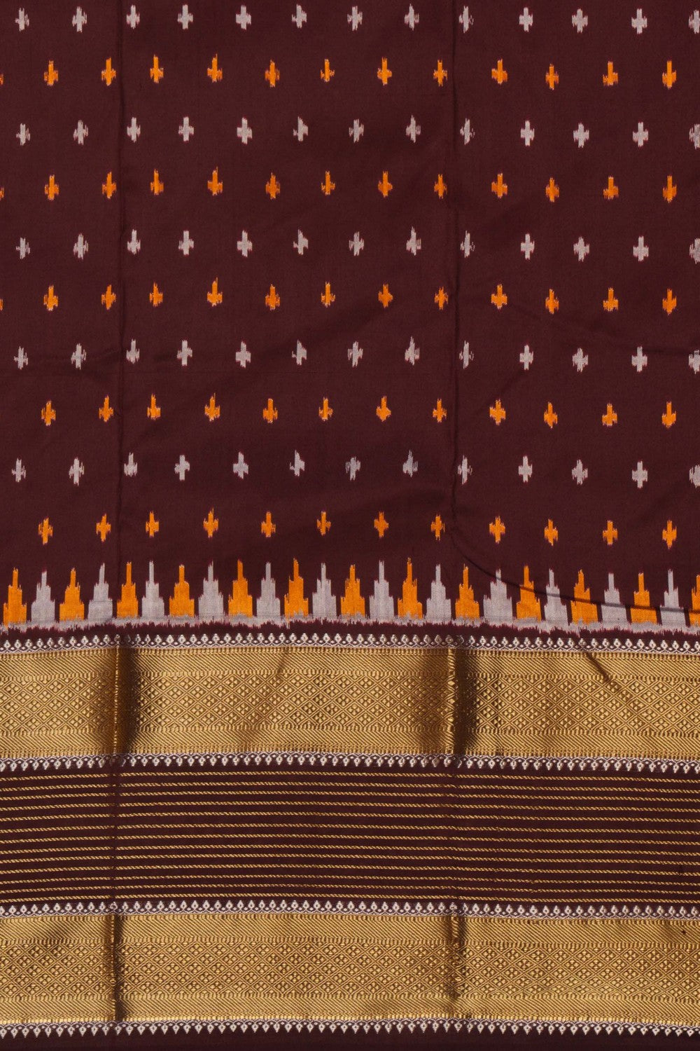 Image of Pochampally Ikat Silk White Saree