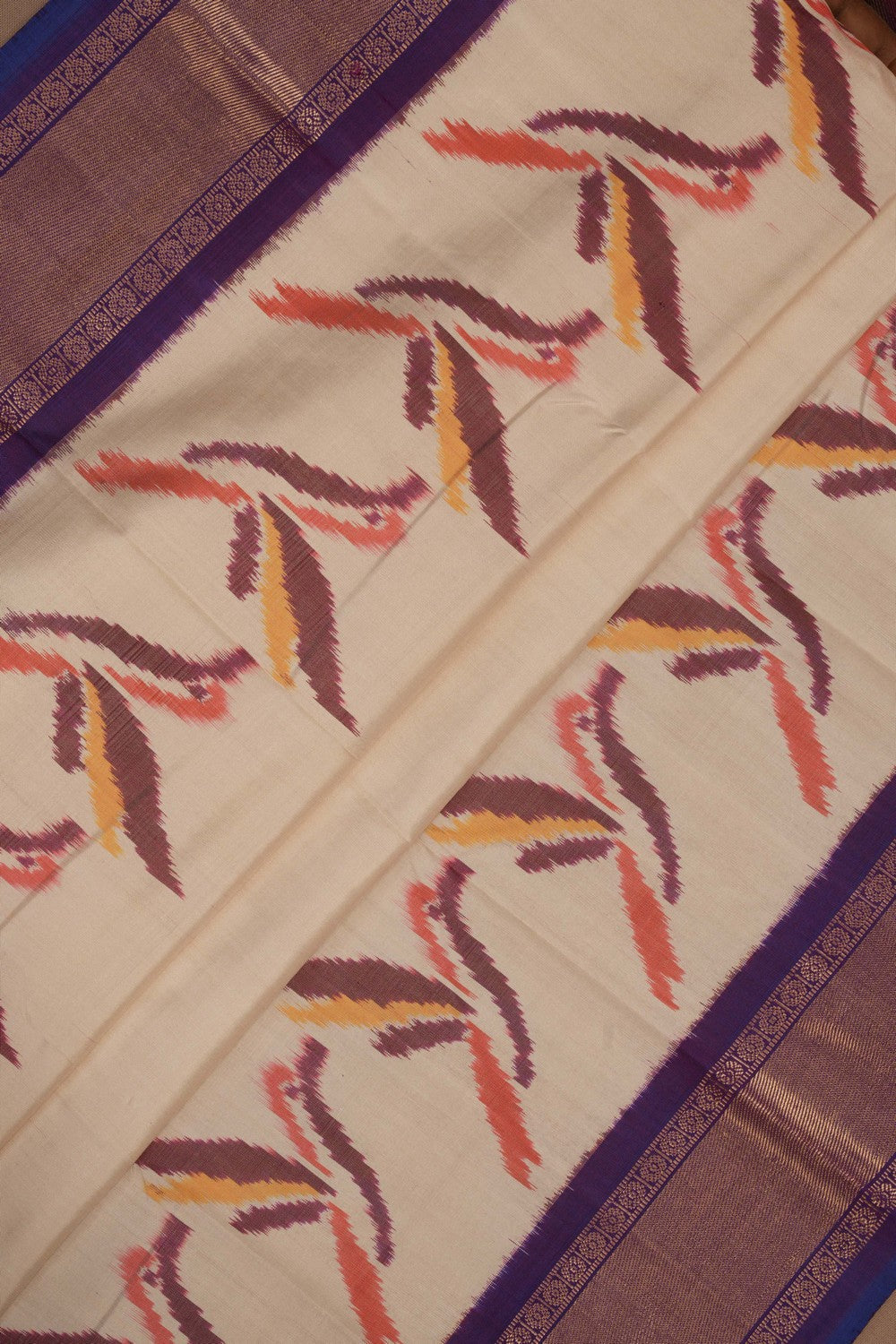 Pochampally Ikat Silk Beige Saree