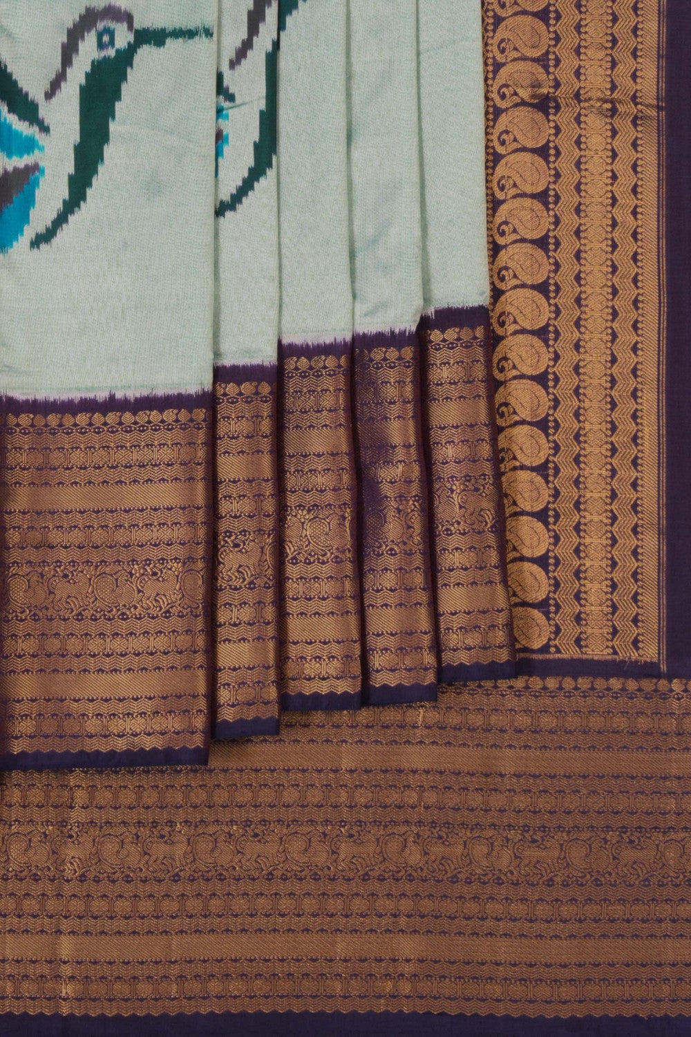 Pochampally Ikat Silk Sea Green Saree