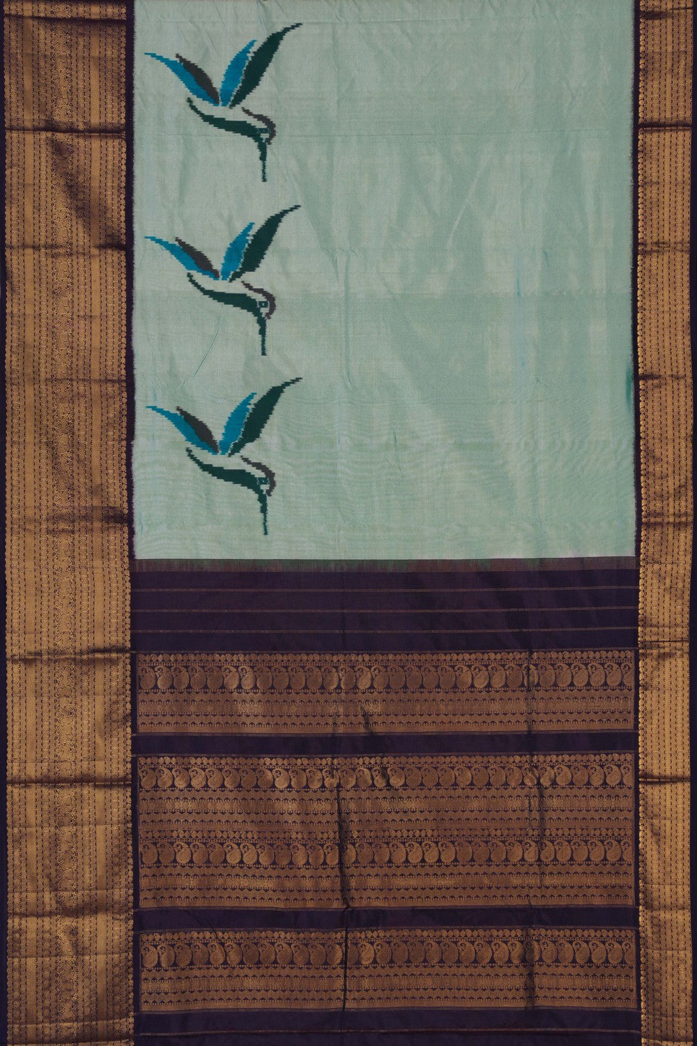 Pochampally Ikat Silk Sea Green Saree