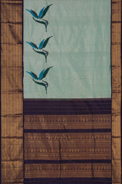 Image of Pochampally Ikat Silk Sea Green Saree