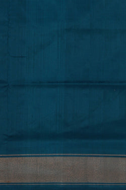 Image of Pochampally Ikat Silk Teal Blue Saree