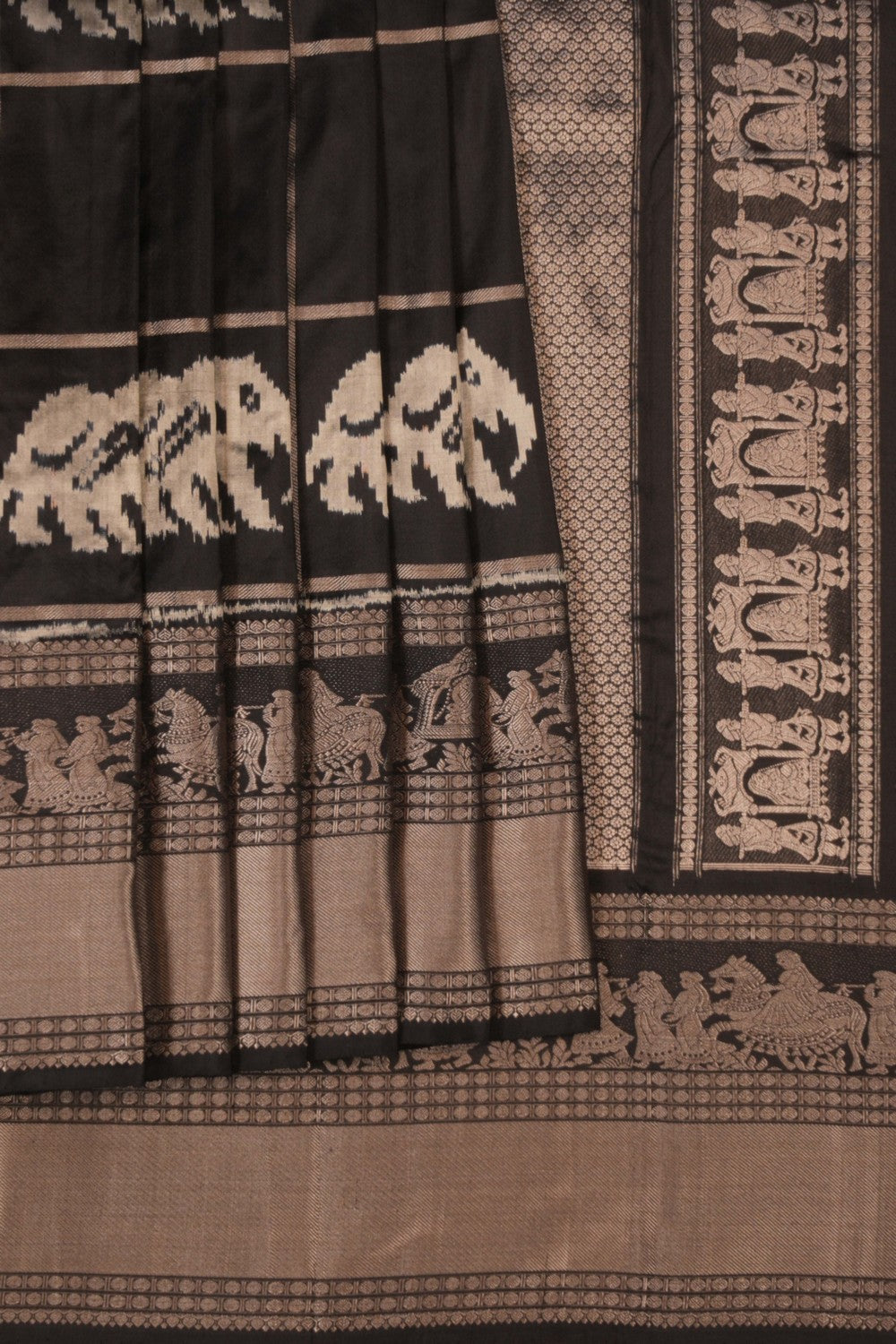 Pochampally Ikat Silk Black Saree